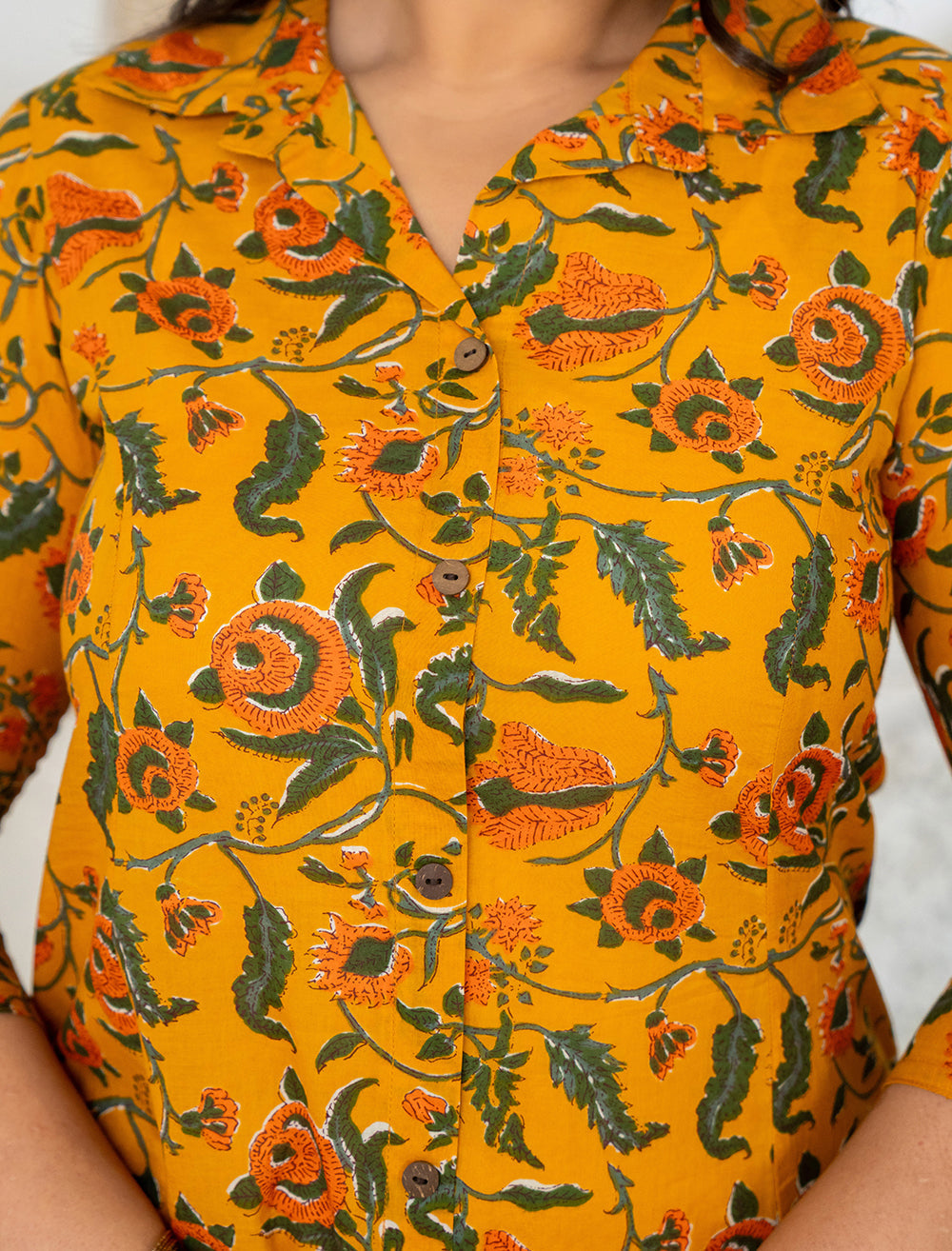 Kaajh Women's Yellow Floral Printed Plus Size Cotton Kurta | Grocsy