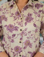Kaajh Women's Purple Floral Printed Plus Size Cotton Kurta | Grocsy