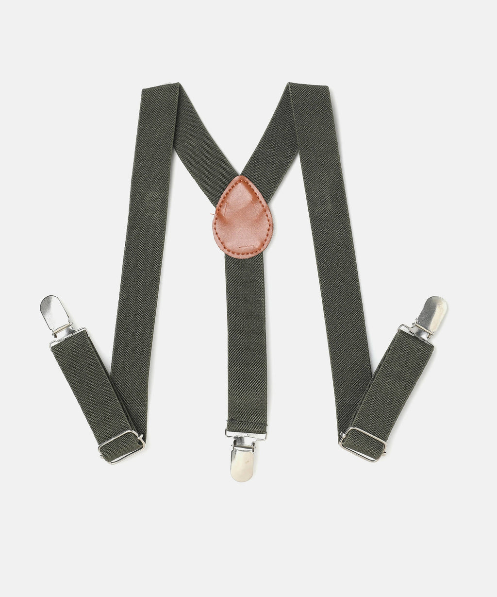 Manet Boys Solid Suspenders - Bottle Green | Grocsy