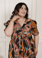 Miravan Womens Plus Size Pure Cotton Black Puff Sleeve Floral Printed Butterfly Maxi Dress | Grocsy
