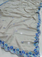 Jyoti Fashion Premium Sky Blue Faux Georgette 3MM Sequins with Thread & Jari Embroidery Lehenga Choli with Dupatta | Grocsy