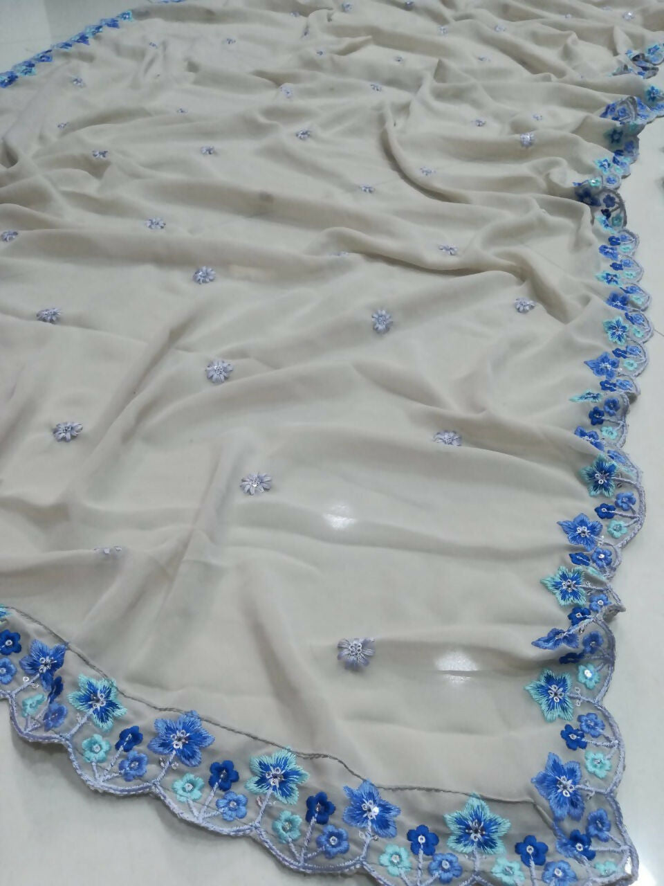 Jyoti Fashion Premium Sky Blue Faux Georgette 3MM Sequins with Thread & Jari Embroidery Lehenga Choli with Dupatta | Grocsy