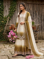 Teeya Creation New Trending Heavy Dual Tone Peding Star Georgette Mehendi Kurta Set | Grocsy