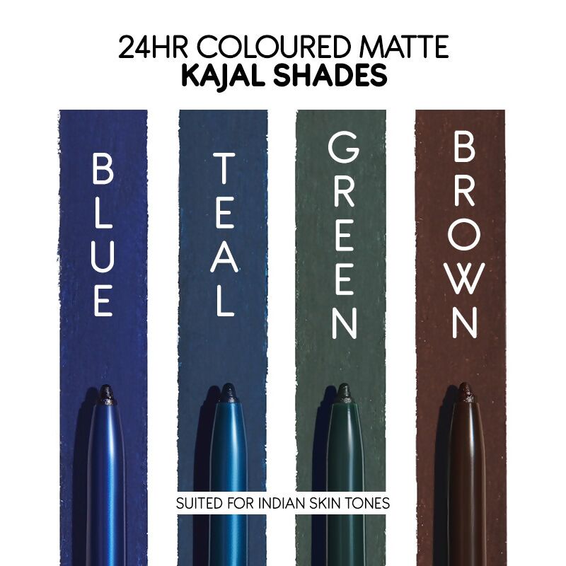 Kay Beauty By Katrina Kaif 24HR Coloured Matte Kajal - Teal | Grocsy