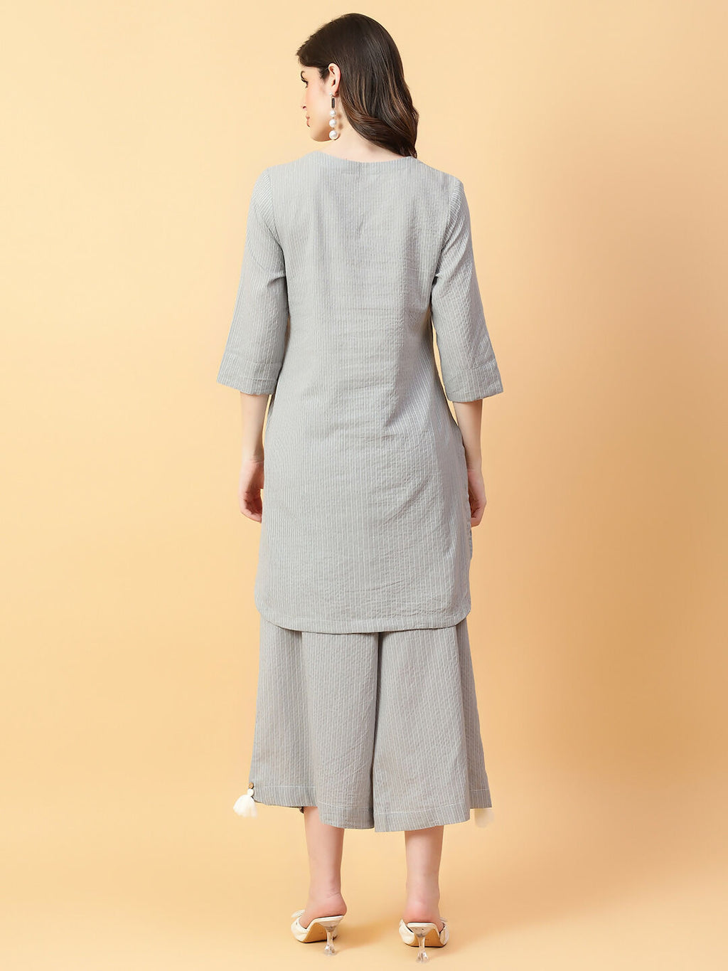 Joban Fashion Grey Cotton Khatha & Hand Work Co-ord Set | Grocsy