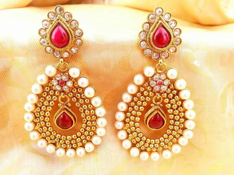 Pink Agate Designer Party Wear Earrings | Grocsy