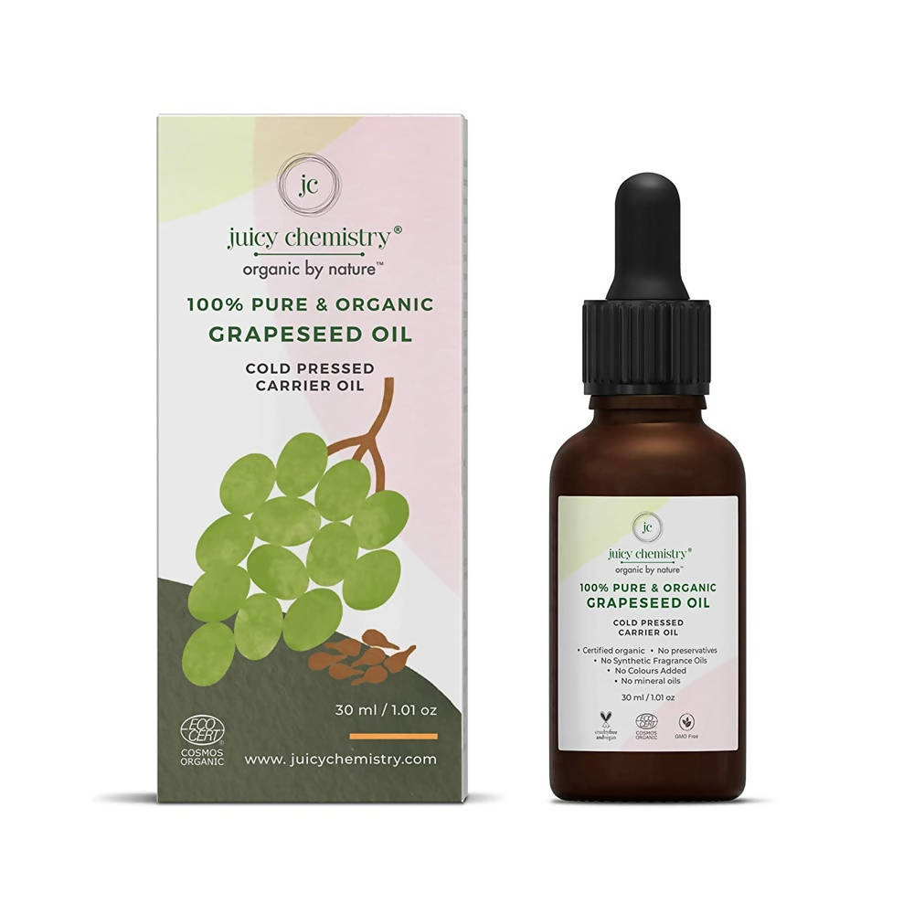 Juicy Chemistry Pure & Organic Grapeseed Cold Pressed Carrier Oil | Grocsy