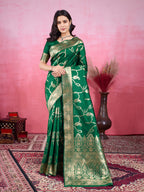 Vedant Vastram Banarasi Silk Fashion Saree - Green | Grocsy