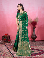 Vedant Vastram Banarasi Silk Fashion Saree - Green | Grocsy