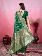 Vedant Vastram Banarasi Silk Fashion Saree - Green | Grocsy