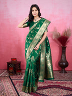Vedant Vastram Banarasi Silk Fashion Saree - Green | Grocsy