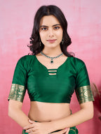 Vedant Vastram Banarasi Silk Fashion Saree - Green | Grocsy