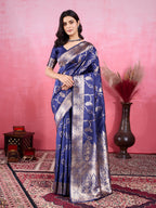 Vedant Vastram Banarasi Silk Fashion Saree - Navy | Grocsy