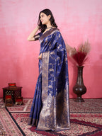 Vedant Vastram Banarasi Silk Fashion Saree - Navy | Grocsy