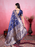 Vedant Vastram Banarasi Silk Fashion Saree - Navy | Grocsy