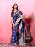 Vedant Vastram Banarasi Silk Fashion Saree - Navy | Grocsy