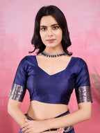Vedant Vastram Banarasi Silk Fashion Saree - Navy | Grocsy