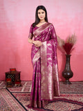 Vedant Vastram Banarasi Silk Fashion Saree - Wine | Grocsy