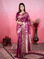 Vedant Vastram Banarasi Silk Fashion Saree - Wine | Grocsy