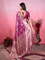 Vedant Vastram Banarasi Silk Fashion Saree - Wine | Grocsy