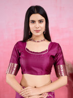 Vedant Vastram Banarasi Silk Fashion Saree - Wine | Grocsy