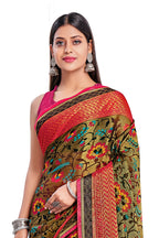 Vamika Golden Yellow Designer Chiffon Brasso Saree With Exclusive Banarasi Lace | Grocsy