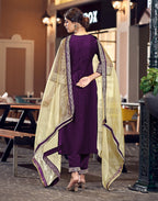 Yash Enterprise Purple Rayon Embroidery Party Wear Suit Set | Grocsy