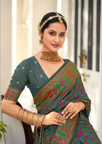 Joban Fashion Faux Chiffon Light Weight Grey Colored With Zari Border Saree | Grocsy