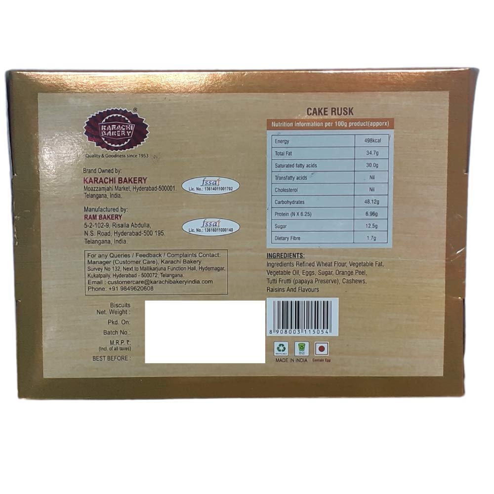Karachi Bakery Fruit Cake Rusk | Grocsy