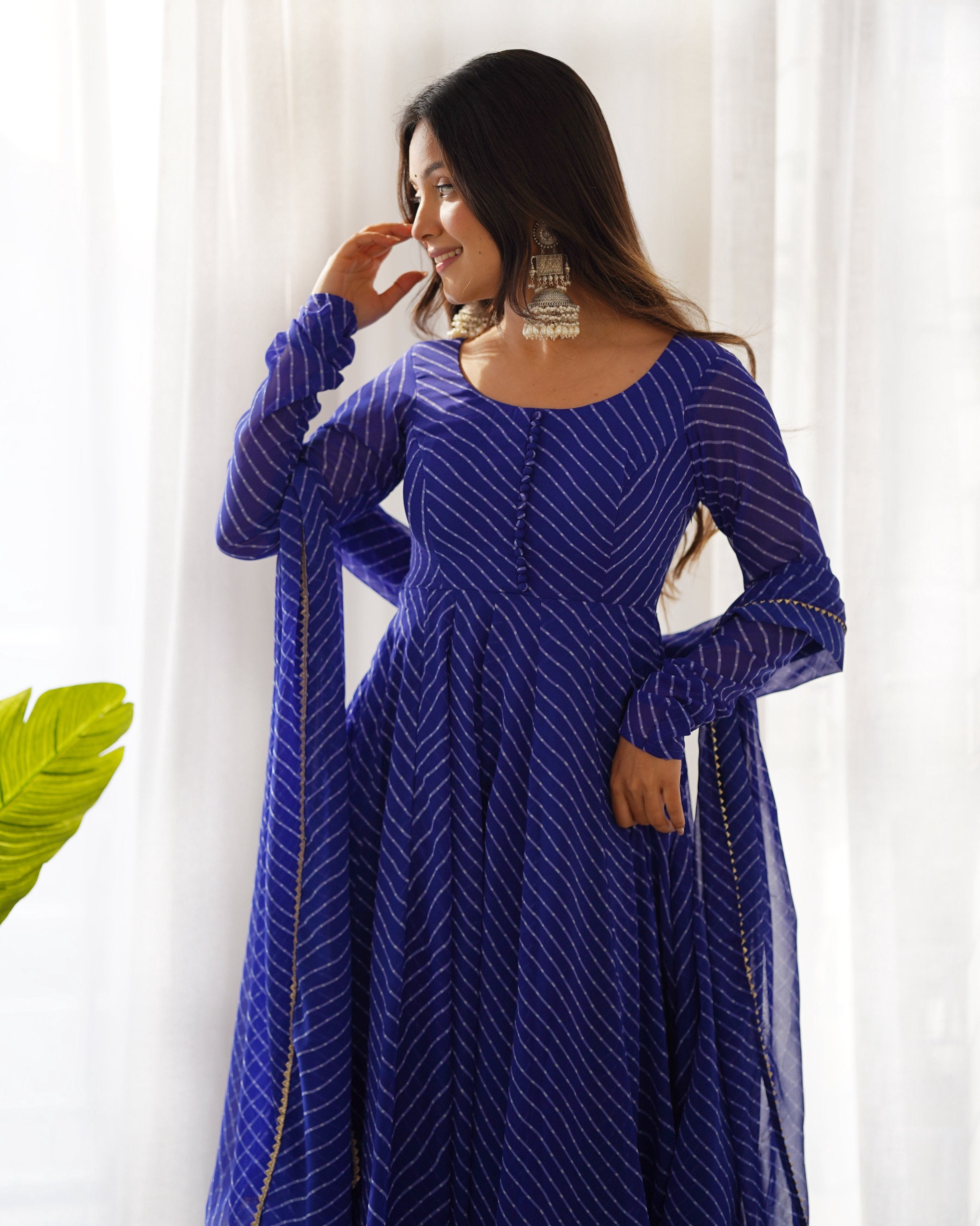 Lehenga Mart Wedding Wear Anarkali Suit With Dupatta - Blue | Grocsy