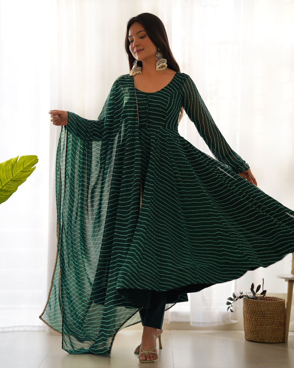 Lehenga Mart Wedding Wear Anarkali Suit With Dupatta - Green | Grocsy