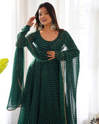 Lehenga Mart Wedding Wear Anarkali Suit With Dupatta - Green | Grocsy