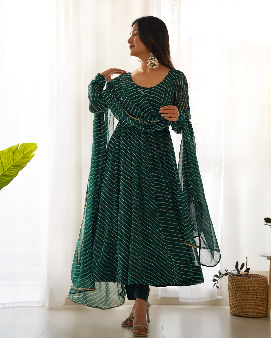 Lehenga Mart Wedding Wear Anarkali Suit With Dupatta - Green | Grocsy