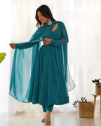 Lehenga Mart Wedding Wear Anarkali Suit With Dupatta - Rama | Grocsy