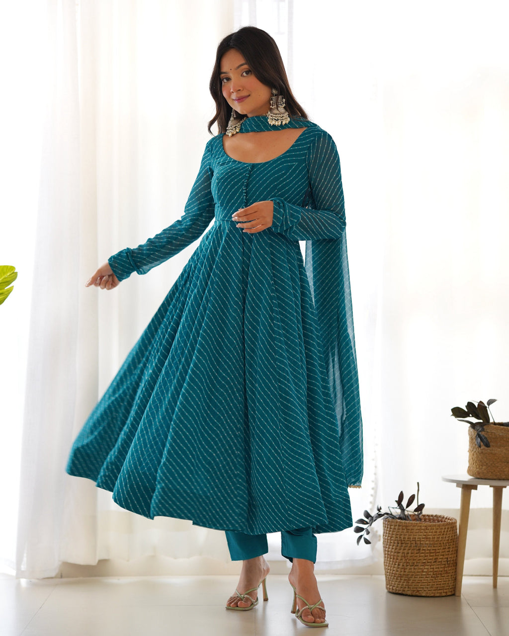 Lehenga Mart Wedding Wear Anarkali Suit With Dupatta - Rama | Grocsy