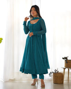 Lehenga Mart Wedding Wear Anarkali Suit With Dupatta - Rama | Grocsy