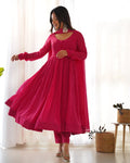 Lehenga Mart Wedding Wear Anarkali Suit With Dupatta - pink | Grocsy