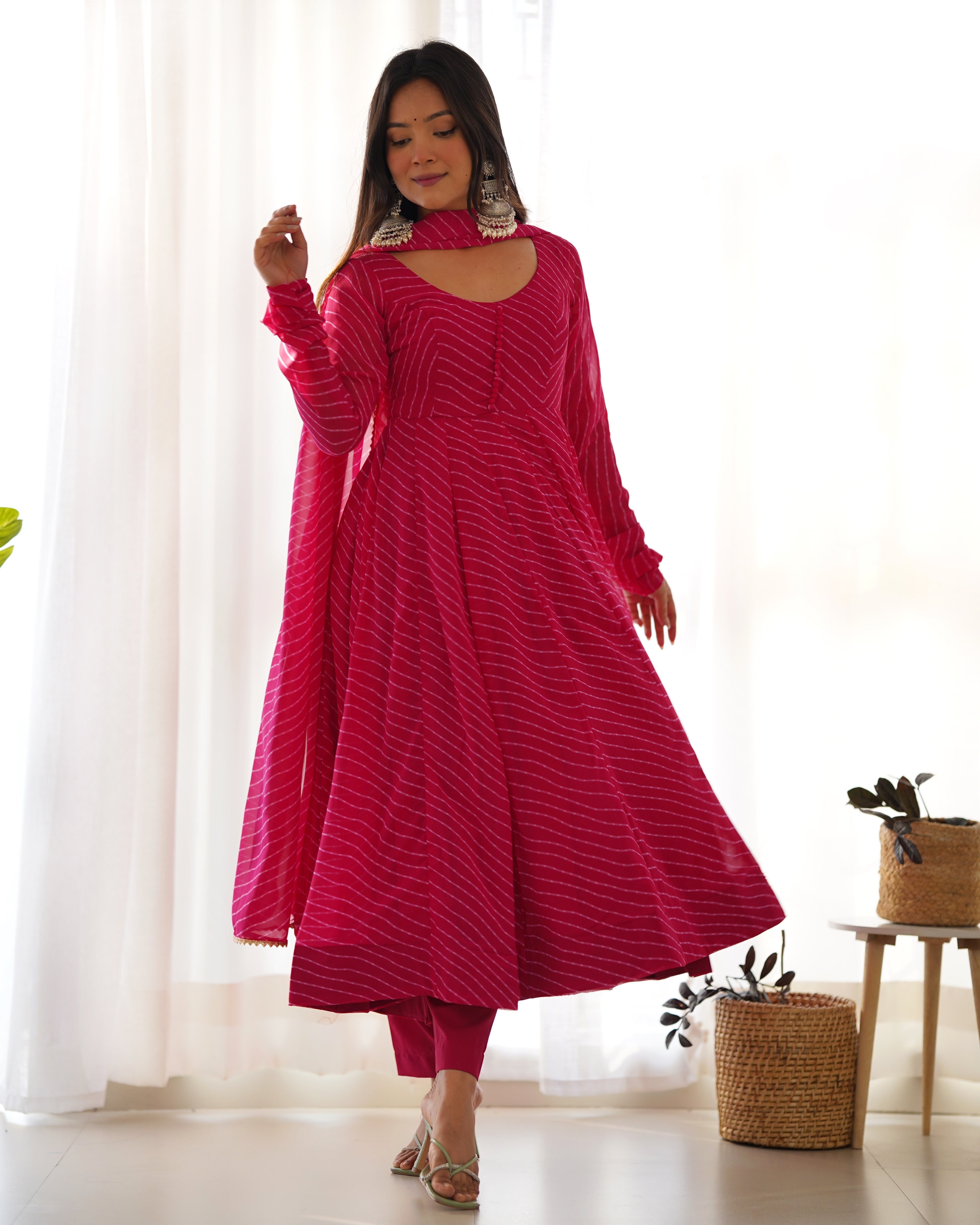 Lehenga Mart Wedding Wear Anarkali Suit With Dupatta - pink | Grocsy