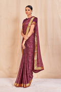 Vamika Wine Designer Cadbury Chiffon Banarasi Lace Saree | Grocsy