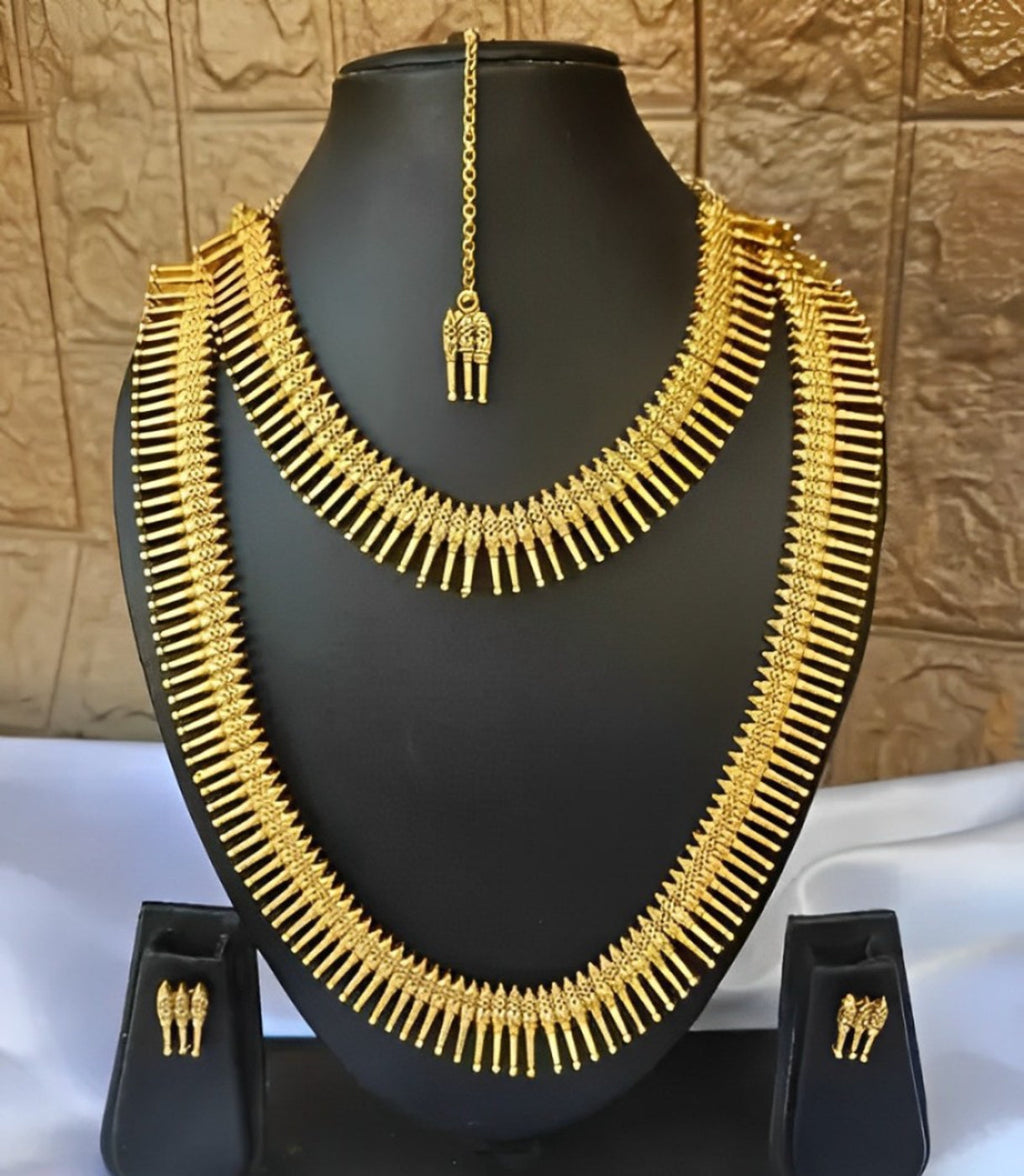 Jewel City Exquisite Gold Spike Necklace Set - Traditional Kerala Style Jewelry Collection | Grocsy
