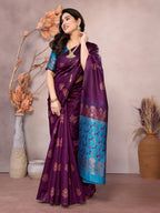 Vedant Vastram Soft Litchi Silk Kanjeevaram Saree - Wine | Grocsy