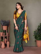 Vedant Vastram Soft Litchi Silk Kanjeevaram Saree - Green | Grocsy