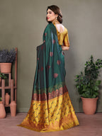 Vedant Vastram Soft Litchi Silk Kanjeevaram Saree - Green | Grocsy