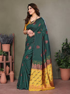 Vedant Vastram Soft Litchi Silk Kanjeevaram Saree - Green | Grocsy