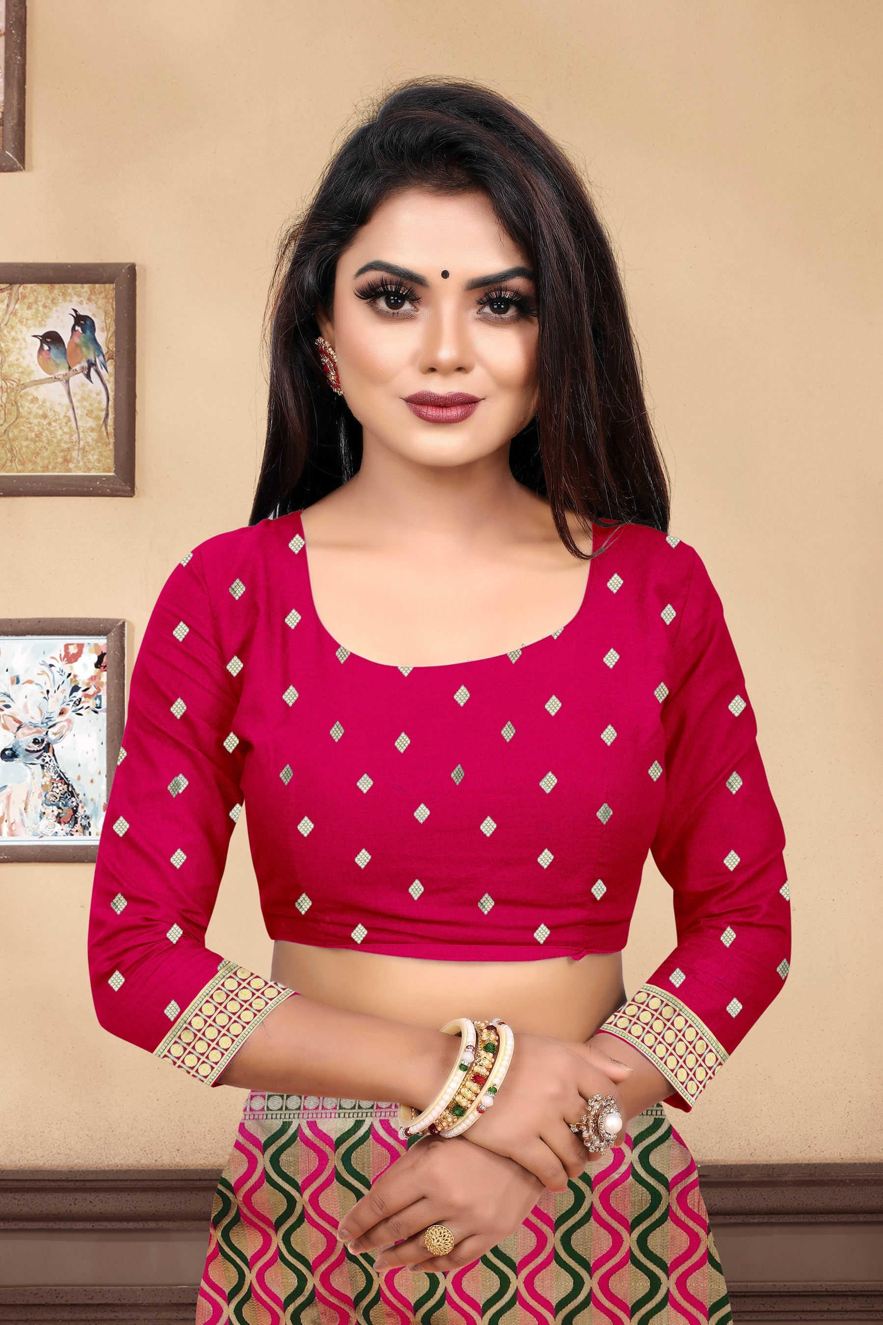 Vedant Vastram Litchi Silk Designer Banarasi Saree - Magenta | Grocsy