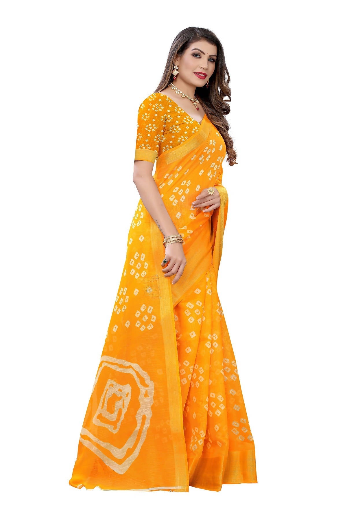 Vamika Stylish Orange Linen Jari Border Saree (RADHIKA ORANGE) | Grocsy