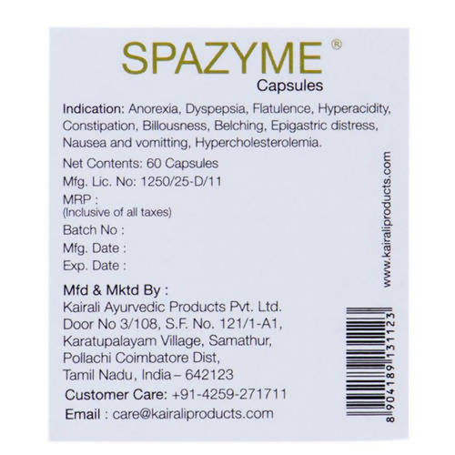Kairali Ayurvedic Spazyme Capsules - Swadesiicart