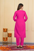 Pink Viscose Chanderi Embroidered Stitched Suit With Dupatta - Tanisha | Grocsy