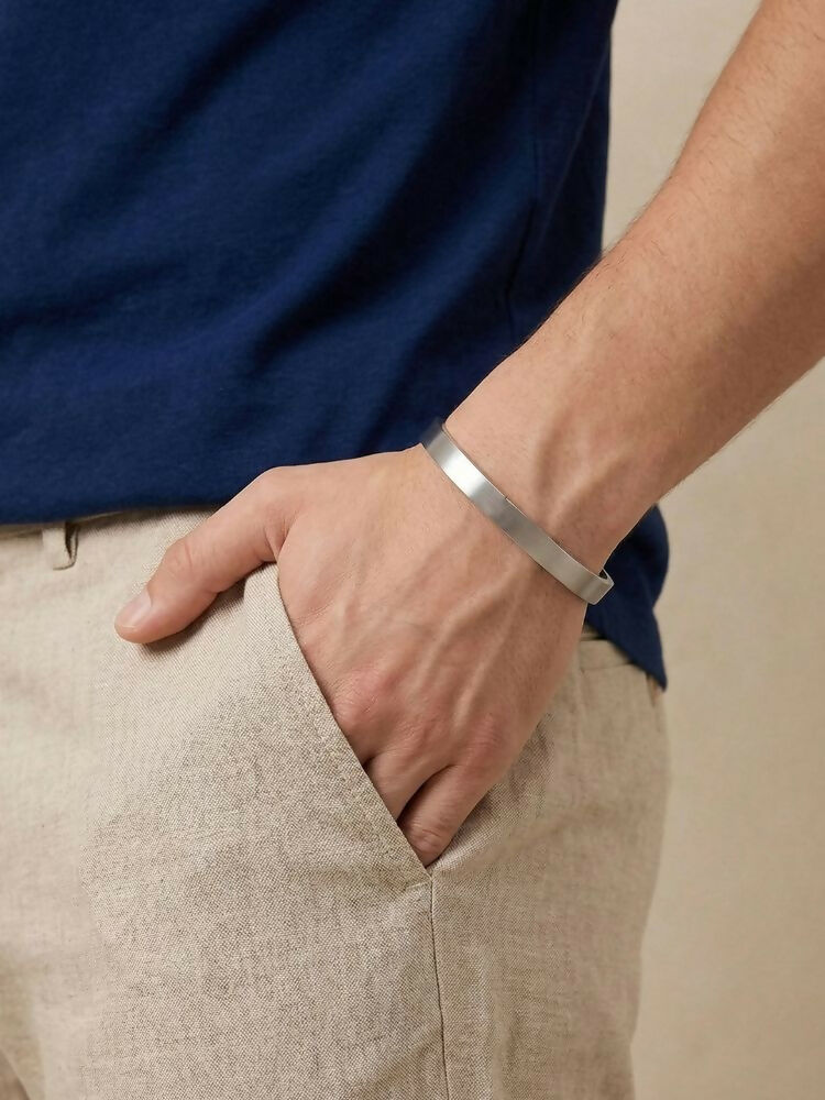 NVR Men's Silver Kada Bracelet | Grocsy