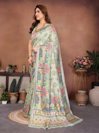 Teeya Creation New Latest Trendy Wedding Wear Pashmina Silk Saree-Light_Green | Grocsy